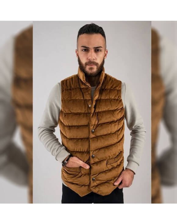 Kadife Dokulu Sarı Şişme Yelek